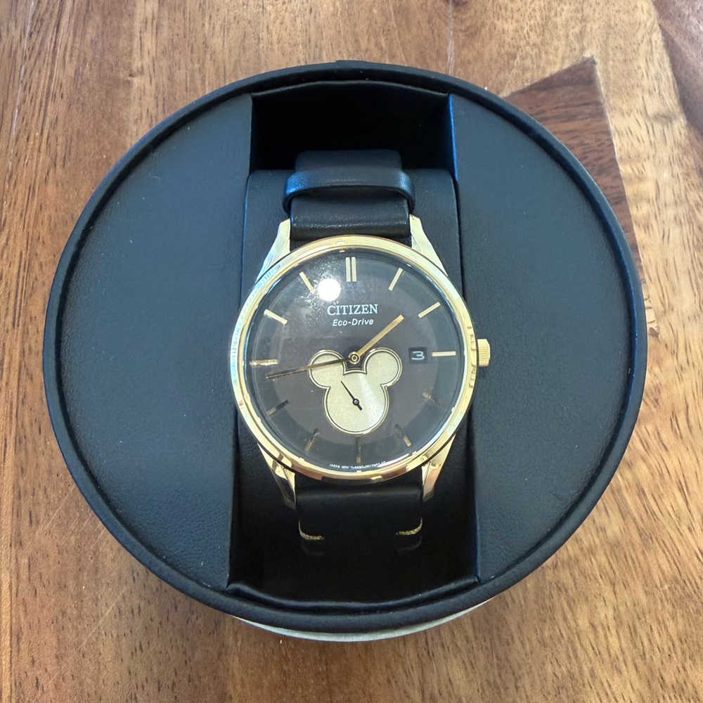 Citizen Eco Drive Disney Mickey Mouse Gold Tone Stainless Steel Watch